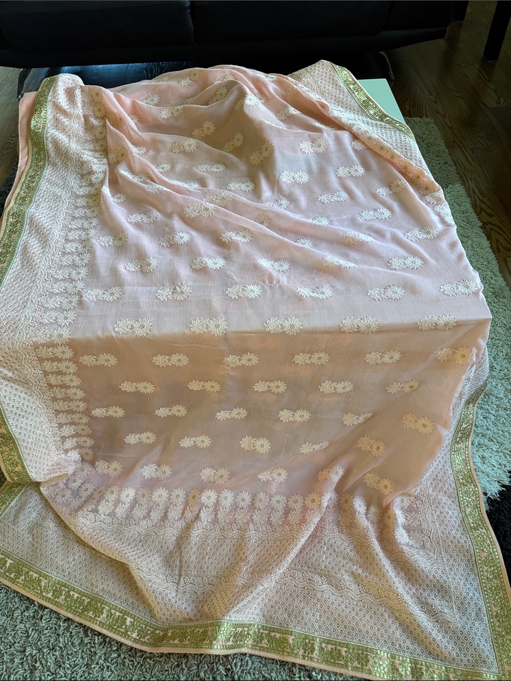 Embellished Peach Ethnic Saree
